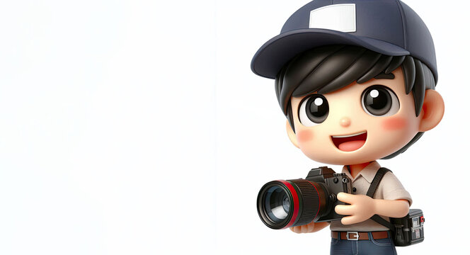 3D anime Character Photographer for world photography day theme background