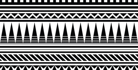 Wall Mural - Polynesian tattoo tribal band design. Samoan tattoo tribal border. Decorative seamless pattern.
