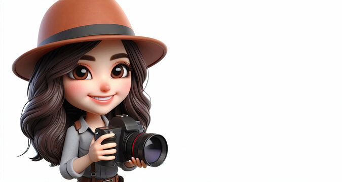 3D anime Character Photographer for world photography day theme background