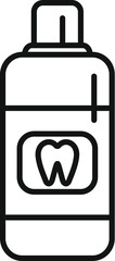 Wall Mural - Line art icon of a mouthwash bottle, emphasizing the importance of dental care and fresh breath