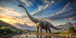© sawaratch - A detailed of a Brachiosaurus dinosaur standing tall in a prehistoric landscape, dinosaur, Brachiosaurus, tall