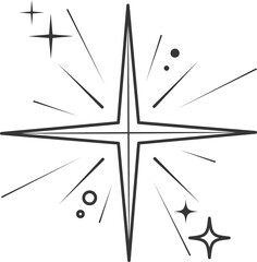 Wall Mural - line icon of stars. sparks and shiny elements. abstract glitter symbol with light effect. minimal y2