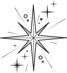 Wall Mural - line icon of stars. sparks and shiny elements. abstract glitter symbol with light effect. minimal y2