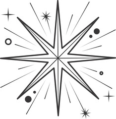 Wall Mural - line icon of stars. sparks and shiny elements. abstract glitter symbol with light effect. minimal y2