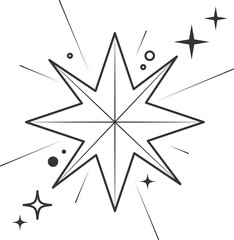 Wall Mural - line icon of stars. sparks and shiny elements. abstract glitter symbol with light effect. minimal y2