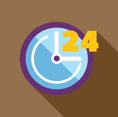 Sticker - Blue clock showing 24 hours for around the clock assistance