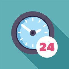 Sticker - Clock is showing twenty four hours open around the clock concept