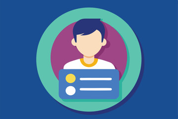 Poster - A customizable account interface is illustrated in semi flat style featuring a user avatar with dual options for user settings and preferences