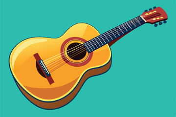 Poster - A colorful acoustic guitar sits prominently on a vibrant background, celebrating music and creativity in a playful artistic style