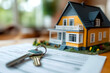 © SOUHAIL - Concept for selling a house and home insurance. Signing a house purchase and sale agreement, housing rental, property insurance. key, house, mortgage, real estate, rent, selling, loan, property, agent