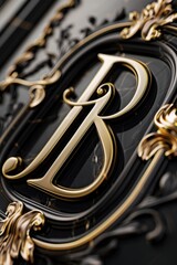 Aufkleber - A black and gold sign featuring the letter 'B'