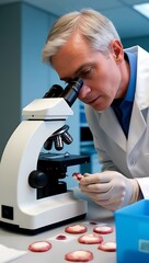 Wall Mural - Pathologist examining tissue samples under microscop