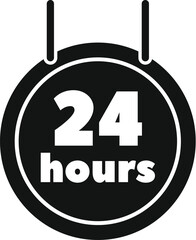 Poster - Black and white 24 hours sign is hanging and indicating availability