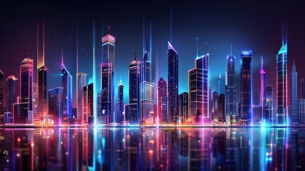 Wall Mural - Neon Cityscape