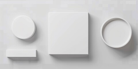 Poster - Three white boxes on a clean and simple white surface