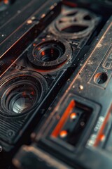 Aufkleber - A detailed view of vintage audio equipment, great for retro themed projects or nostalgic designs