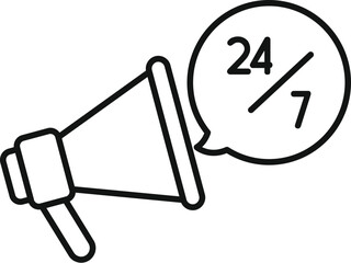 Poster - Megaphone is announcing twenty four seven availability, a great visual for customer support