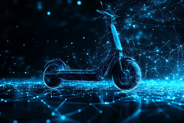 an abstract digital background featuring an electric scooter, highlighting the sleek and modern desi