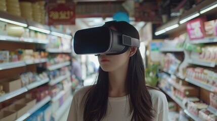 Poster - A person trying out virtual reality technology in a retail environment
