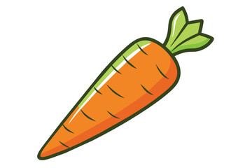 Canvas Print - A cartoon-style outline drawing of a carrot with vibrant colors and subtle shading, showcasing its distinctive shape and texture