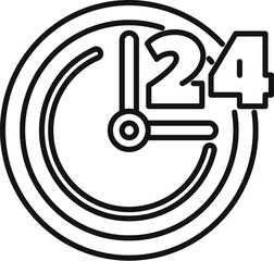Poster - Clock face is showing 24 hours representing a service or business available around the clock
