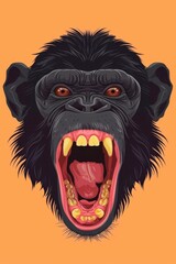 Poster - Close-up shot of a monkey's face with its mouth open, great for animal or jungle themed designs