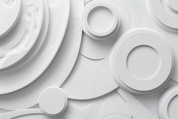 Poster - A collection of white plates stacked high, ideal for table settings or decorative displays