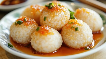 Wall Mural - Sweet Rice Balls with Sauce