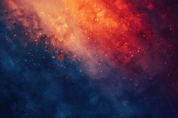 Poster - A stunning image of a galaxy with vibrant red and blue colors, featuring numerous stars in the night sky