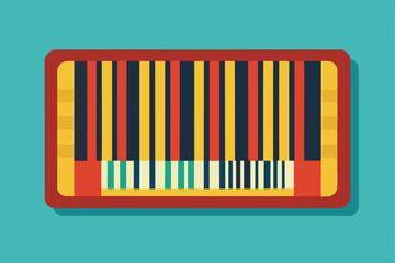 Poster - A vibrant and stylized barcode designed to resemble a piano keyboard, showcasing various colors and patterns for a unique artistic effect