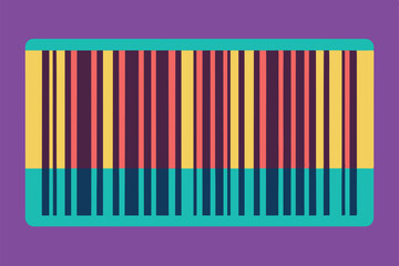 Poster - A creative illustration features a colorful barcode design on a purple backdrop, showcasing unique patterns and customizable elements