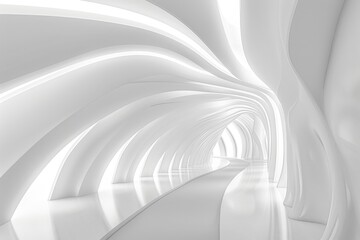 Aufkleber - A long, winding tunnel with smooth curved walls, perfect for depicting isolation or disorientation in various settings