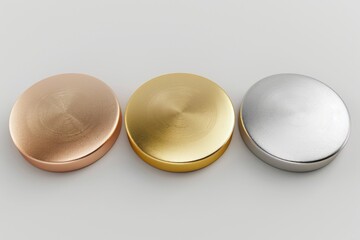 Poster - A collection of colorful metal containers used for storing and organizing items, often in a home or office setting