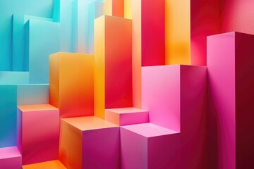 Poster - A collection of vibrant cubes arranged in a room setting
