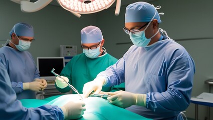 Canvas Print - Surgeon performing laparoscopic surgery