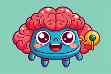 Poster - A cheerful cartoon brain character with vibrant colors and playful accessories showcases a friendly demeanor in a fun and engaging style