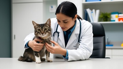 Canvas Print - Veterinarian examining pet