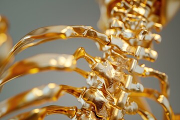 Poster - A golden skeleton against a gray background, great for use in illustrations and designs