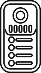 Poster - Line icon of a intercom device showing digital display for communication