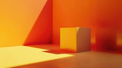 Poster - A cozy room with an orange accent wall and a white storage box