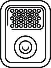 Poster - simple icon depicting a portable speaker playing electronic music