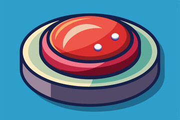Poster - a vibrant red button sits on a layered base, illustrating a modern design element suitable for inter