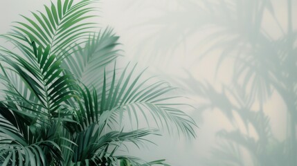 Poster - Lush Green Palm Leaves on Light Beige Background