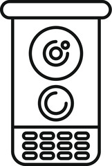Poster - simple line icon of an intercom system, featuring a speaker, microphone, and keypad