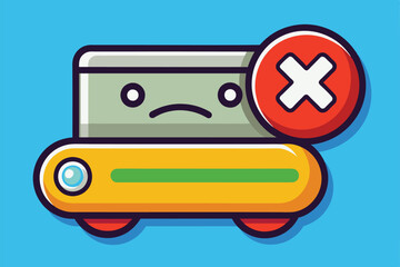 Aufkleber - A cartoon character expresses sadness with a cancel symbol nearby, highlighting a playful yet frustrating digital situation