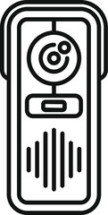 Poster - line icon of a modern wireless intercom system with camera recording, ideal for home security and co