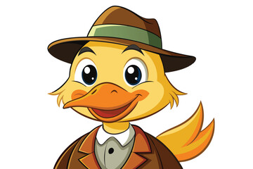 Sticker - A cheerful cartoon duck with a stylish hat smiles warmly against a bright white background, exuding a playful and friendly vibe