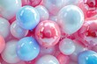 © Fotograf - A bunch of colorful balloons in pink, white, and blue hues, great for parties or celebrations