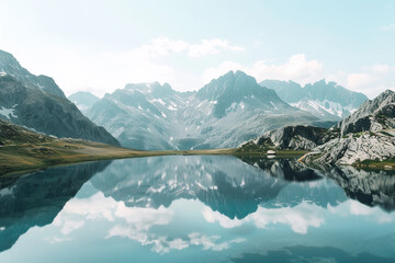  Mountain Lake Tranquility from an Aerial Perspective