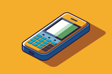 Poster - a customizable cell phone design displayed in vivid flat style, showcasing a bright keypad and scree